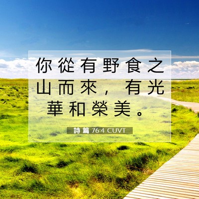 Picture 07 - 詩 篇 76:4 CUVT - 你 從 有 野 食 之 山 而 來 ， 有 光 - Bible Verse Picture
