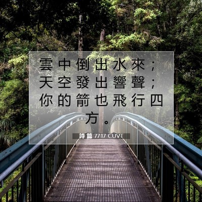Picture 07 - 詩 篇 77:17 CUVT - 雲 中 倒 出 水 來 ； 天 空 發 出 響 - Bible Verse Picture