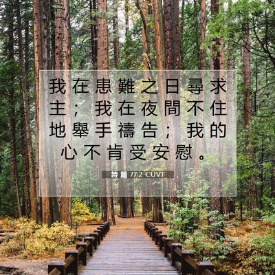 Picture 07 - 詩 篇 77:2 CUVT - 我 在 患 難 之 日 尋 求 主 ； 我 在 - Bible Verse Picture