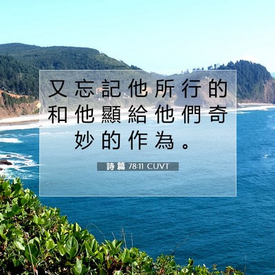 Picture 07 - 詩 篇 78:11 CUVT - 又 忘 記 他 所 行 的 和 他 顯 給 他 - Bible Verse Picture