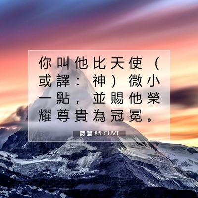 Picture 07 - 詩 篇 8:5 CUVT - 你 叫 他 比 天 使 （ 或 譯 ： 神 ） - Bible Verse Picture