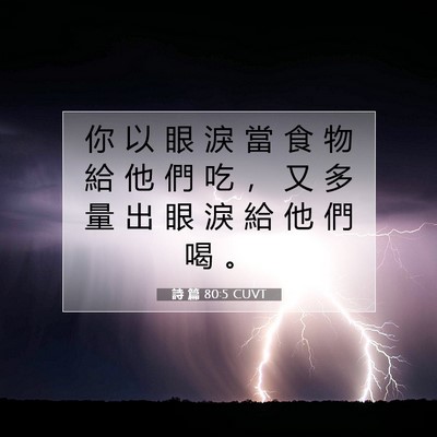 Picture 07 - 詩 篇 80:5 CUVT - 你 以 眼 淚 當 食 物 給 他 們 吃 ， - Bible Verse Picture