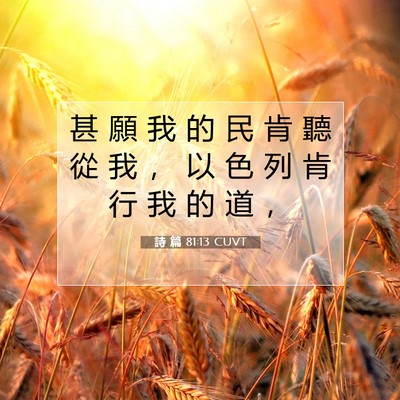 Picture 07 - 詩 篇 81:13 CUVT - 甚 願 我 的 民 肯 聽 從 我 ， 以 色 - Bible Verse Picture