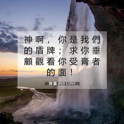 Picture 07 - 詩 篇 84:9 CUVT - 神 啊 ， 你 是 我 們 的 盾 牌 ； 求 - Bible Verse Picture