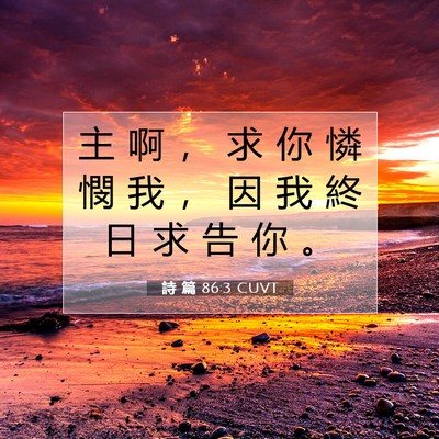 Picture 07 - 詩 篇 86:3 CUVT - 主 啊 ， 求 你 憐 憫 我 ， 因 我 終 - Bible Verse Picture