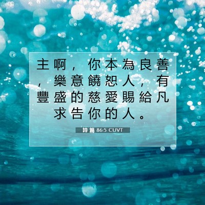 Picture 07 - 詩 篇 86:5 CUVT - 主 啊 ， 你 本 為 良 善 ， 樂 意 饒 - Bible Verse Picture