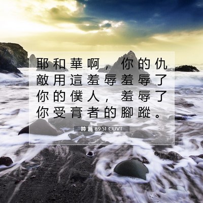 Picture 07 - 詩 篇 89:51 CUVT - 耶 和 華 啊 ， 你 的 仇 敵 用 這 羞 - Bible Verse Picture