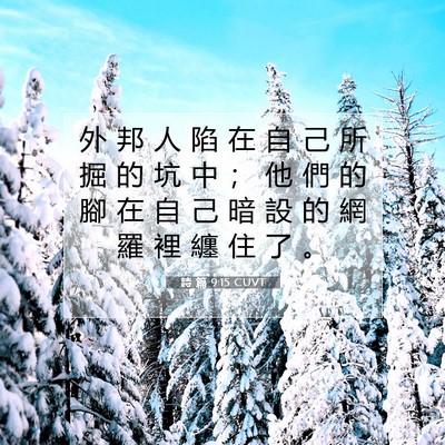 Picture 07 - 詩 篇 9:15 CUVT - 外 邦 人 陷 在 自 己 所 掘 的 坑 中 - Bible Verse Picture