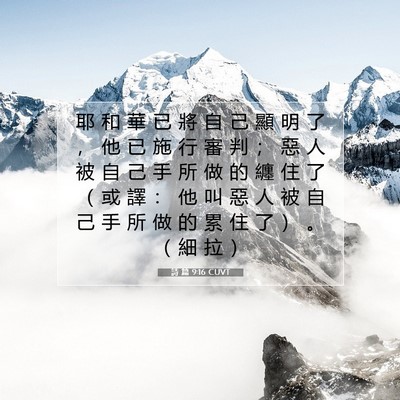 Picture 07 - 詩 篇 9:16 CUVT - 耶 和 華 已 將 自 己 顯 明 了 ， 他 - Bible Verse Picture