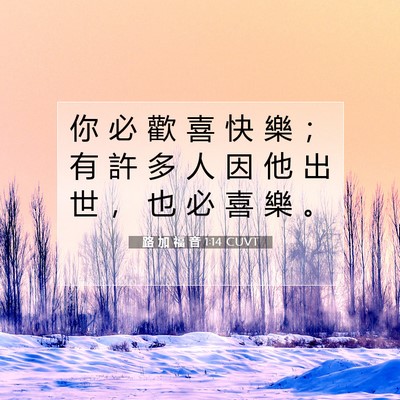 Picture 07 - 路 加 福 音 1:14 CUVT - 你 必 歡 喜 快 樂 ； 有 許 多 人 因 - Bible Verse Picture