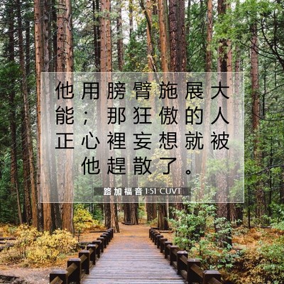 Picture 07 - 路 加 福 音 1:51 CUVT - 他 用 膀 臂 施 展 大 能 ； 那 狂 傲 - Bible Verse Picture