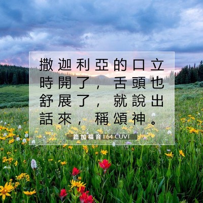 Picture 07 - 路 加 福 音 1:64 CUVT - 撒 迦 利 亞 的 口 立 時 開 了 ， 舌 - Bible Verse Picture