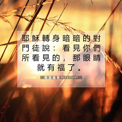 Picture 07 - 路 加 福 音 10:23 CUVT - 耶 穌 轉 身 暗 暗 的 對 門 徒 說 ： - Bible Verse Picture