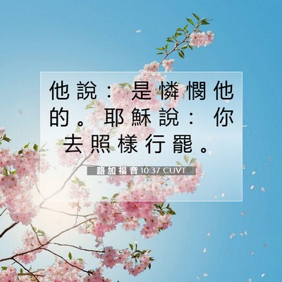 Picture 07 - 路 加 福 音 10:37 CUVT - 他 說 ： 是 憐 憫 他 的 。 耶 穌 說 - Bible Verse Picture