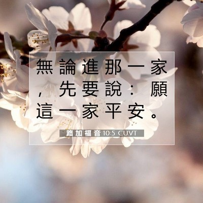 Picture 07 - 路 加 福 音 10:5 CUVT - 無 論 進 那 一 家 ， 先 要 說 ： 願 - Bible Verse Picture