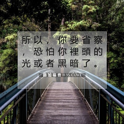 Picture 07 - 路 加 福 音 11:35 CUVT - 所 以 ， 你 要 省 察 ， 恐 怕 你 裡 - Bible Verse Picture