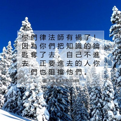 Picture 07 - 路 加 福 音 11:52 CUVT - 你 們 律 法 師 有 禍 了 ！ 因 為 你 - Bible Verse Picture