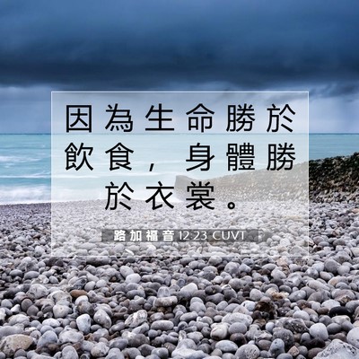 Picture 07 - 路 加 福 音 12:23 CUVT - 因 為 生 命 勝 於 飲 食 ， 身 體 勝 - Bible Verse Picture