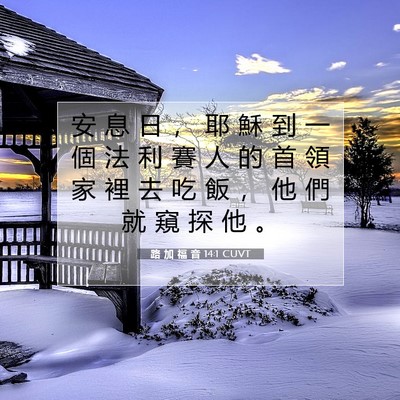 Picture 07 - 路 加 福 音 14:1 CUVT - 安 息 日 ， 耶 穌 到 一 個 法 利 賽 - Bible Verse Picture