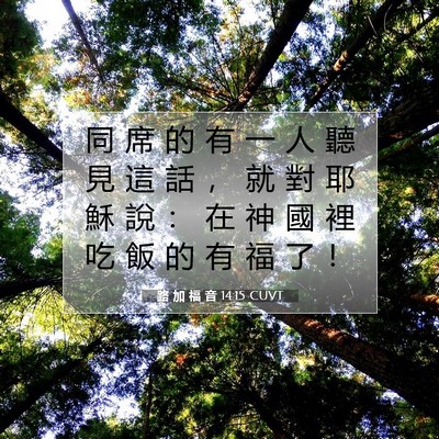 Picture 07 - 路 加 福 音 14:15 CUVT - 同 席 的 有 一 人 聽 見 這 話 ， 就 - Bible Verse Picture