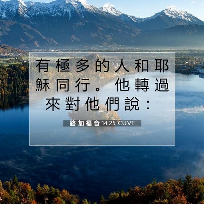 Picture 07 - 路 加 福 音 14:25 CUVT - 有 極 多 的 人 和 耶 穌 同 行 。 他 - Bible Verse Picture