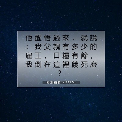 Picture 07 - 路 加 福 音 15:17 CUVT - 他 醒 悟 過 來 ， 就 說 ： 我 父 親 - Bible Verse Picture