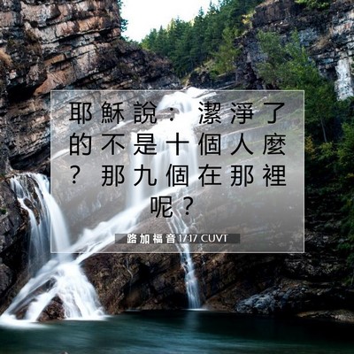 Picture 07 - 路 加 福 音 17:17 CUVT - 耶 穌 說 ： 潔 淨 了 的 不 是 十 個 - Bible Verse Picture