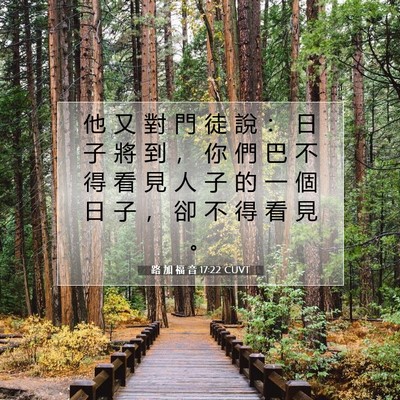 Picture 07 - 路 加 福 音 17:22 CUVT - 他 又 對 門 徒 說 ： 日 子 將 到 ， - Bible Verse Picture