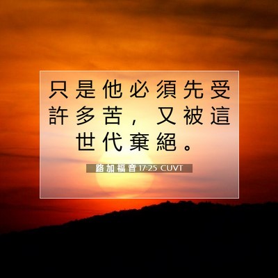 Picture 07 - 路 加 福 音 17:25 CUVT - 只 是 他 必 須 先 受 許 多 苦 ， 又 - Bible Verse Picture
