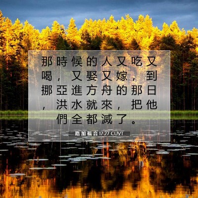 Picture 07 - 路 加 福 音 17:27 CUVT - 那 時 候 的 人 又 吃 又 喝 ， 又 娶 - Bible Verse Picture