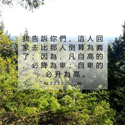 Picture 07 - 路 加 福 音 18:14 CUVT - 我 告 訴 你 們 ， 這 人 回 家 去 比 - Bible Verse Picture