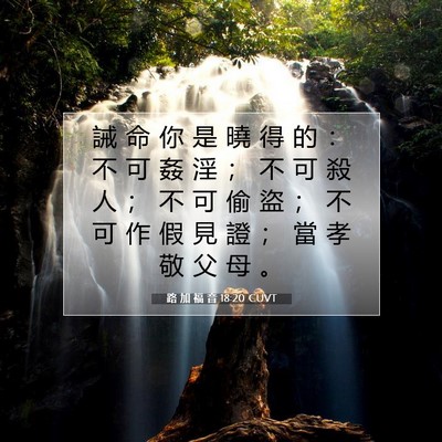 Picture 07 - 路 加 福 音 18:20 CUVT - 誡 命 你 是 曉 得 的 ： 不 可 姦 淫 - Bible Verse Picture