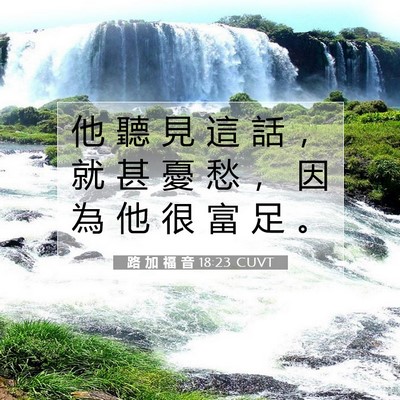 Picture 07 - 路 加 福 音 18:23 CUVT - 他 聽 見 這 話 ， 就 甚 憂 愁 ， 因 - Bible Verse Picture