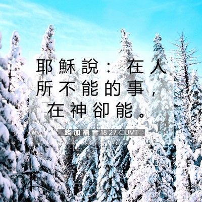 Picture 07 - 路 加 福 音 18:27 CUVT - 耶 穌 說 ： 在 人 所 不 能 的 事 ， - Bible Verse Picture