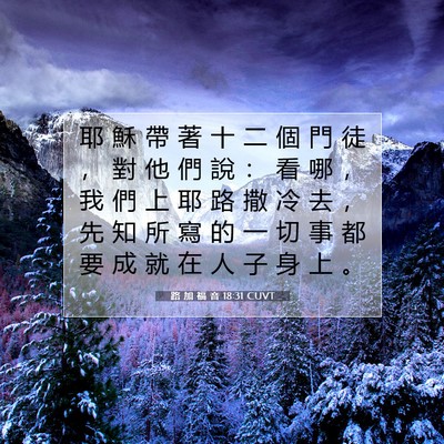Picture 07 - 路 加 福 音 18:31 CUVT - 耶 穌 帶 著 十 二 個 門 徒 ， 對 他 - Bible Verse Picture