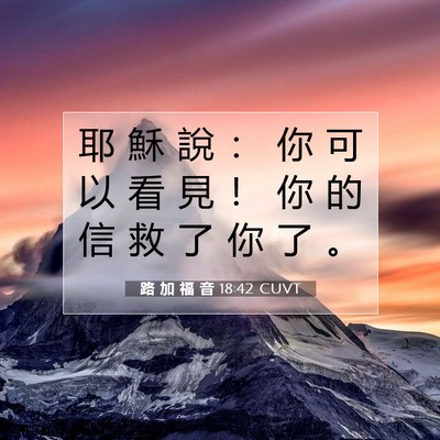 Picture 07 - 路 加 福 音 18:42 CUVT - 耶 穌 說 ： 你 可 以 看 見 ！ 你 的 - Bible Verse Picture