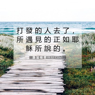 Picture 07 - 路 加 福 音 19:32 CUVT - 打 發 的 人 去 了 ， 所 遇 見 的 正 - Bible Verse Picture