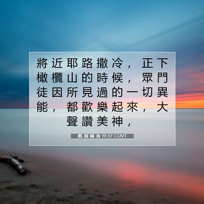 Picture 07 - 路 加 福 音 19:37 CUVT - 將 近 耶 路 撒 冷 ， 正 下 橄 欖 山 - Bible Verse Picture