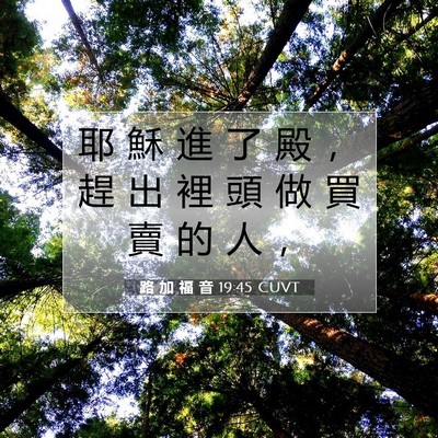Picture 07 - 路 加 福 音 19:45 CUVT - 耶 穌 進 了 殿 ， 趕 出 裡 頭 做 買 - Bible Verse Picture