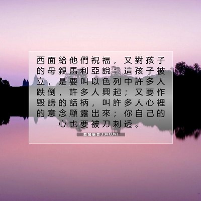 Picture 07 - 路 加 福 音 2:34 CUVT - 西 面 給 他 們 祝 福 ， 又 對 孩 子 - Bible Verse Picture