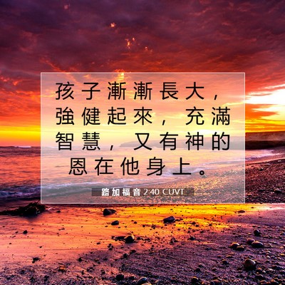 Picture 07 - 路 加 福 音 2:40 CUVT - 孩 子 漸 漸 長 大 ， 強 健 起 來 ， - Bible Verse Picture