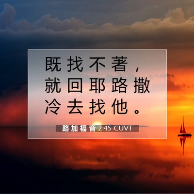 Picture 07 - 路 加 福 音 2:45 CUVT - 既 找 不 著 ， 就 回 耶 路 撒 冷 去 - Bible Verse Picture