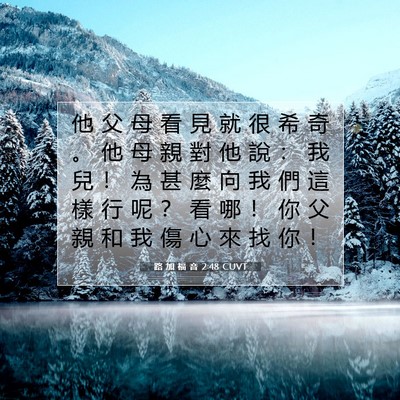Picture 07 - 路 加 福 音 2:48 CUVT - 他 父 母 看 見 就 很 希 奇 。 他 母 - Bible Verse Picture