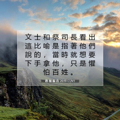 Picture 07 - 路 加 福 音 20:19 CUVT - 文 士 和 祭 司 長 看 出 這 比 喻 是 - Bible Verse Picture