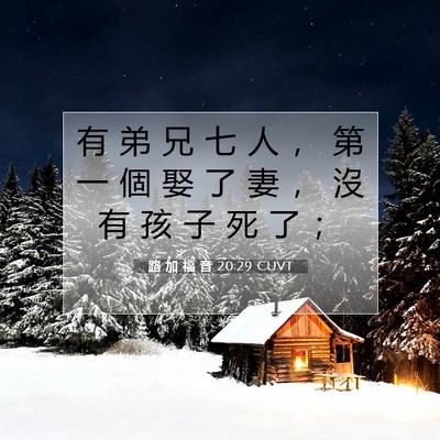 Picture 07 - 路 加 福 音 20:29 CUVT - 有 弟 兄 七 人 ， 第 一 個 娶 了 妻 - Bible Verse Picture