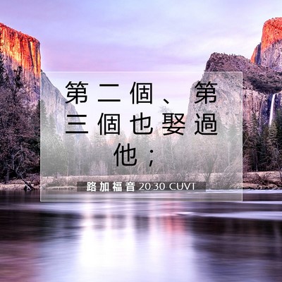 Picture 07 - 路 加 福 音 20:30 CUVT - 第 二 個 、 第 三 個 也 娶 過 他 - Bible Verse Picture