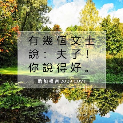 Picture 07 - 路 加 福 音 20:39 CUVT - 有 幾 個 文 士 說 ： 夫 子 ！ 你 說 - Bible Verse Picture