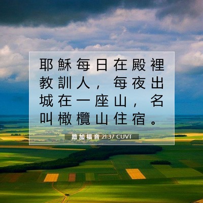 Picture 07 - 路 加 福 音 21:37 CUVT - 耶 穌 每 日 在 殿 裡 教 訓 人 ， 每 - Bible Verse Picture