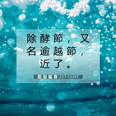 Picture 07 - 路 加 福 音 22:1 CUVT - 除 酵 節 ， 又 名 逾 越 節 ， 近 了 - Bible Verse Picture