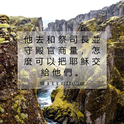 Picture 07 - 路 加 福 音 22:4 CUVT - 他 去 和 祭 司 長 並 守 殿 官 商 量 - Bible Verse Picture